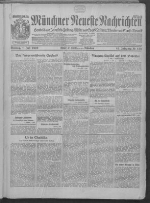 Münchner neueste Nachrichten Montag 1. Juli 1929