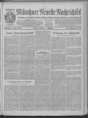 Münchner neueste Nachrichten Dienstag 9. Juli 1929