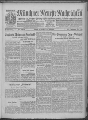 Münchner neueste Nachrichten Donnerstag 11. Juli 1929