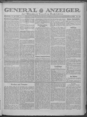 Münchner neueste Nachrichten Donnerstag 11. Juli 1929