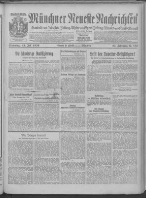 Münchner neueste Nachrichten Samstag 13. Juli 1929