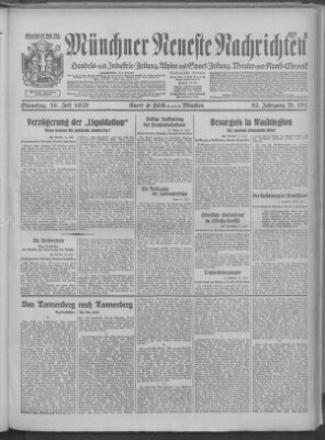 Münchner neueste Nachrichten Dienstag 16. Juli 1929