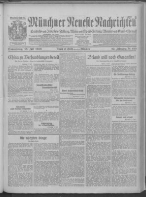 Münchner neueste Nachrichten Donnerstag 18. Juli 1929