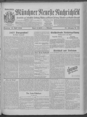 Münchner neueste Nachrichten Sonntag 13. April 1930