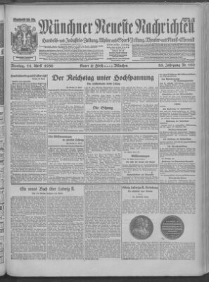 Münchner neueste Nachrichten Montag 14. April 1930