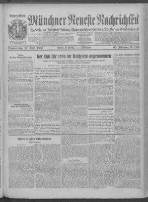 Münchner neueste Nachrichten Donnerstag 17. April 1930