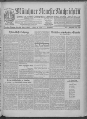 Münchner neueste Nachrichten Sonntag 20. April 1930