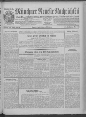 Münchner neueste Nachrichten Freitag 25. April 1930