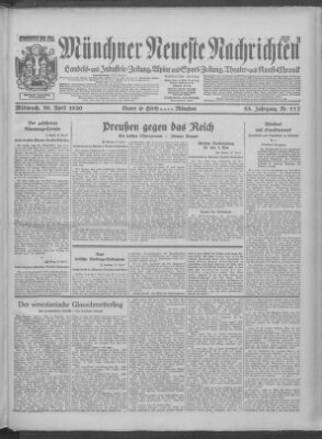 Münchner neueste Nachrichten Mittwoch 30. April 1930