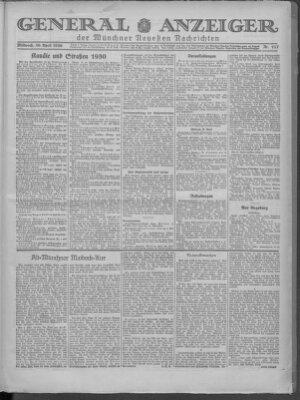 Münchner neueste Nachrichten Mittwoch 30. April 1930