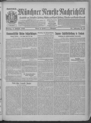 Münchner neueste Nachrichten Montag 3. Februar 1930