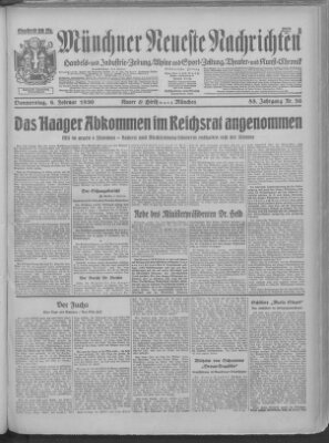 Münchner neueste Nachrichten Donnerstag 6. Februar 1930