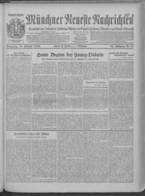 Münchner neueste Nachrichten Dienstag 11. Februar 1930