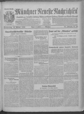 Münchner neueste Nachrichten Donnerstag 13. Februar 1930