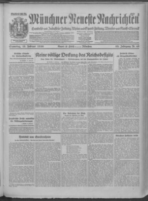 Münchner neueste Nachrichten Samstag 15. Februar 1930