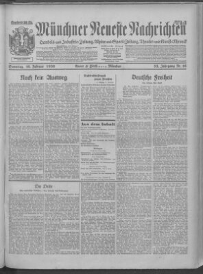 Münchner neueste Nachrichten Sonntag 16. Februar 1930