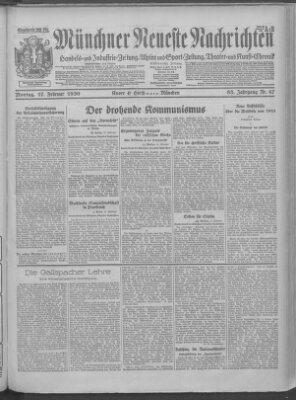 Münchner neueste Nachrichten Montag 17. Februar 1930