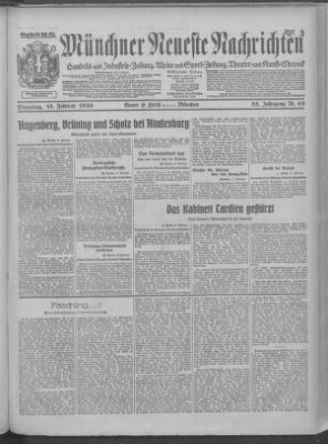 Münchner neueste Nachrichten Tuesday 18. February 1930