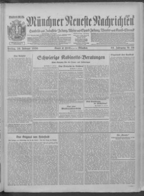 Münchner neueste Nachrichten Freitag 28. Februar 1930