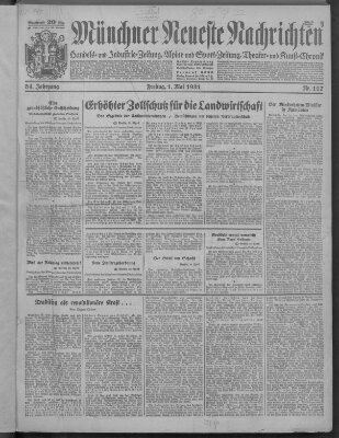 Münchner neueste Nachrichten Freitag 1. Mai 1931