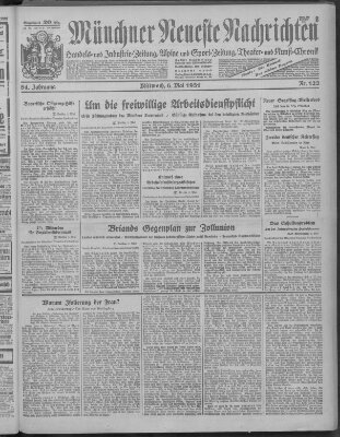 Münchner neueste Nachrichten Mittwoch 6. Mai 1931