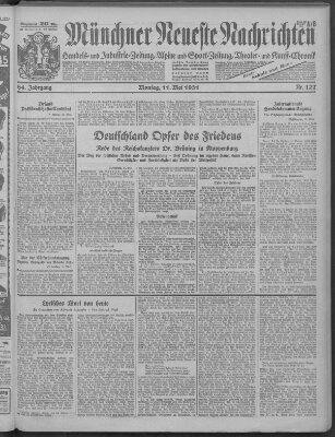 Münchner neueste Nachrichten Monday 11. May 1931