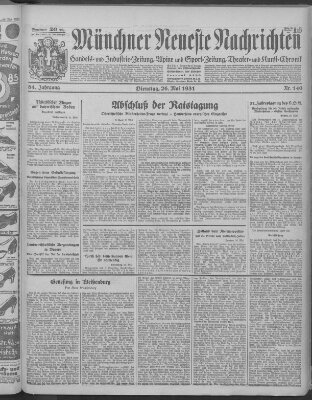 Münchner neueste Nachrichten Dienstag 26. Mai 1931