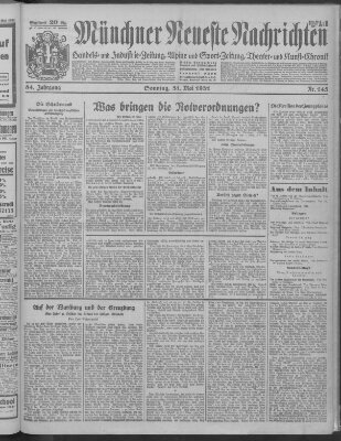 Münchner neueste Nachrichten Sonntag 31. Mai 1931