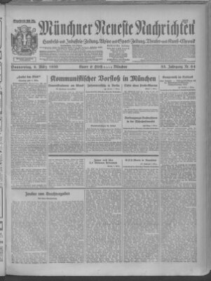 Münchner neueste Nachrichten Donnerstag 6. März 1930