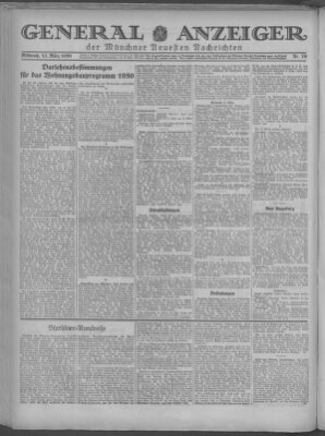 Münchner neueste Nachrichten Mittwoch 12. März 1930