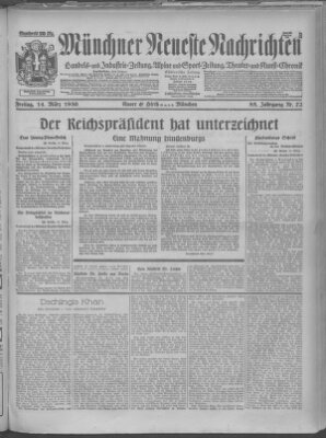 Münchner neueste Nachrichten Freitag 14. März 1930