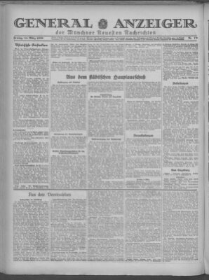 Münchner neueste Nachrichten Freitag 14. März 1930