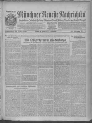 Münchner neueste Nachrichten Donnerstag 20. März 1930