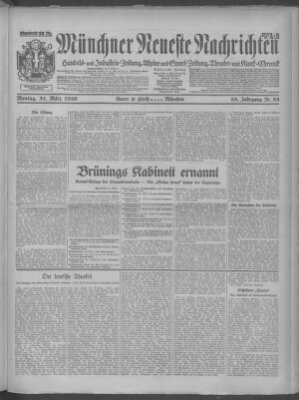 Münchner neueste Nachrichten Montag 31. März 1930