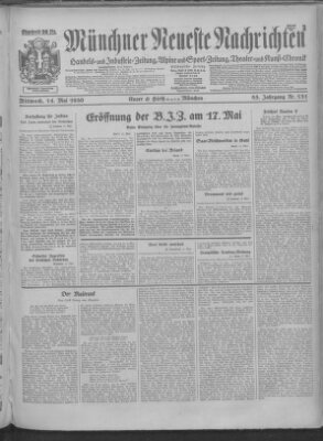 Münchner neueste Nachrichten Mittwoch 14. Mai 1930