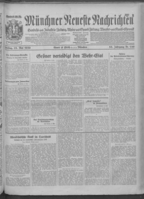 Münchner neueste Nachrichten Freitag 23. Mai 1930