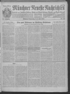 Münchner neueste Nachrichten Donnerstag 4. Juni 1931