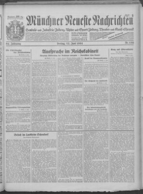 Münchner neueste Nachrichten Freitag 12. Juni 1931