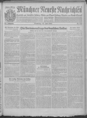 Münchner neueste Nachrichten Samstag 13. Juni 1931