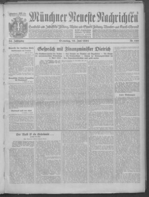 Münchner neueste Nachrichten Dienstag 16. Juni 1931