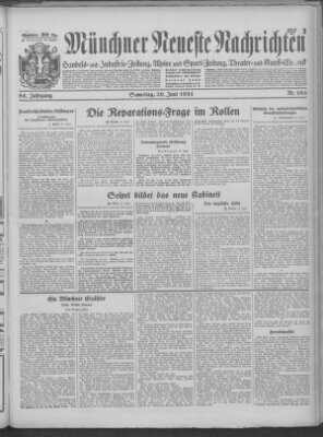 Münchner neueste Nachrichten Samstag 20. Juni 1931