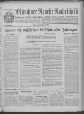 Münchner neueste Nachrichten Montag 22. Juni 1931