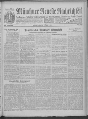 Münchner neueste Nachrichten Donnerstag 25. Juni 1931