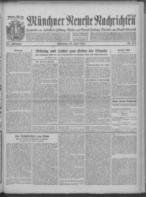 Münchner neueste Nachrichten Sonntag 28. Juni 1931