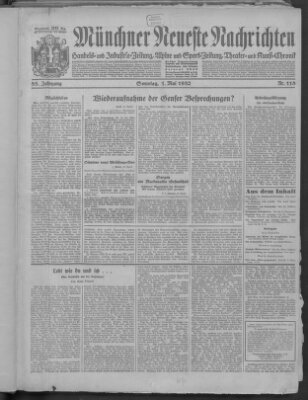 Münchner neueste Nachrichten Sonntag 1. Mai 1932