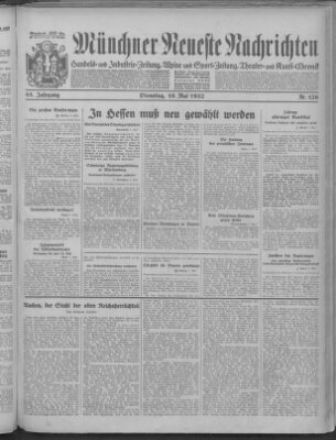 Münchner neueste Nachrichten Dienstag 10. Mai 1932