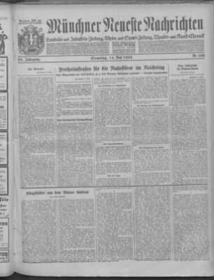 Münchner neueste Nachrichten Samstag 14. Mai 1932