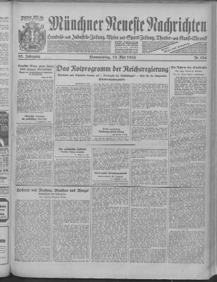 Münchner neueste Nachrichten Donnerstag 19. Mai 1932