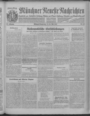 Münchner neueste Nachrichten Donnerstag 26. Mai 1932