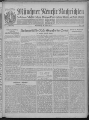 Münchner neueste Nachrichten Samstag 4. Juni 1932